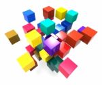 Exploding Blocks Showing Scattered Puzzle Stock Photo