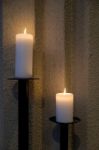 Candles In The Hallgrimskirkja Church In Reykjavik Stock Photo