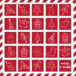 Merry Christmas Doodle Icons Elements In Red Box Stock Photo