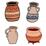 Illustration Of Old Ceramic Utensils- Illustration Stock Photo