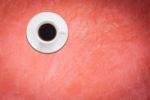 Top View Of White Coffee Cup Stock Photo