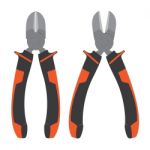 Pliers. Diagonal Cutting Pliers. Pliers With Orange And Black Isolated On White Background Stock Photo