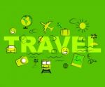 Travel Icons Represent Exploring Voyage Tours And Journeys Stock Photo