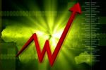 3d Render Business Graph With Upward Arrow Stock Photo
