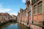 View Along A Canal In Strasbourg Stock Photo