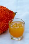 Gac Fruit, Baby Jackfruit And Juice Stock Photo