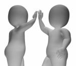 High Five 3d Characters Show Friendship And Greeting Stock Photo