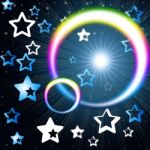 Rainbow Circles Background Means Glowing Star And Stars Stock Photo
