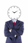 Invisible Businessman Head Think For Time Management Stock Photo