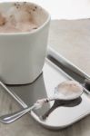 Shiny Milk Chocolate Stain Spoon Stock Photo