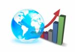 Crystal Globe And Growth Graph Stock Photo