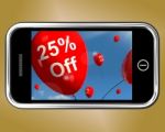 Mobile With 25 Percent Discount Stock Photo