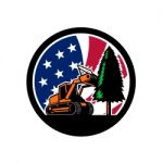 American Forestry Mulcher Usa Flag Retro Stock Photo