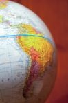 Part Of A Globe With Map Of South America Stock Photo