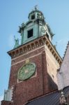 Sigismund Tower And Clock In Krakow Stock Photo