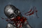 3d Illustration Of Zombie Face Fully With Blood Stock Photo