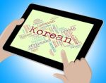 Korean Language Shows Lingo Text And Speech Stock Photo