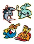Baseball And Ice Hockey Team Mascots Collection Stock Photo