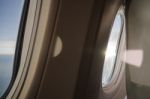 Natural Sun Light To Airplane Cabin Stock Photo