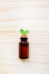 Mint Essential Oil In A Glass Bottle Stock Photo