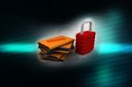 Yellow Folder And Lock. Data Security Concept. 3d Rendering Stock Photo