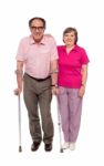 Woman With Her Handicapped Husband Stock Photo