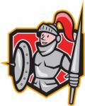Knight Shield Lance Crest Cartoon Stock Photo