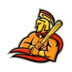 Trojan Warrior Baseball Player Mascot Stock Photo