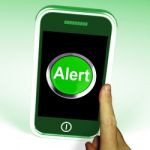 Alert Smartphone Shows Alerting Notification Or Reminder Stock Photo