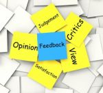 Feedback Post-it Note Means Judgement Review And Critics Stock Photo