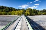 Wooden Bridge To Gibson Station Mackenzie County In New Zealand Stock Photo