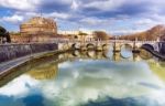 Castel Sant'angelo And River Tiber In Rome Stock Photo