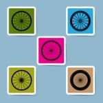 Bicycle Wheel Icon Set Stock Photo