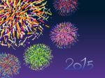 Happy New Year 2015 With Colorful Firework On Dark Purple-blue B Stock Photo
