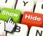Show Hide Computer Keys Mean On Display And Out Of Sight Stock Photo
