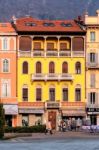 Late Afternnon Sun On A Yellow Building In Como Stock Photo