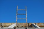 Ladder To Access Framework On Roof Stock Photo