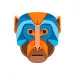 Rhesus Macaque Head Flat Icon Stock Photo