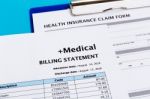 Medical Bill And Health Insurance Claim Form Stock Photo