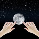 Moon Hand Stock Photo