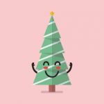Happy Christmas Tree Character Stock Photo