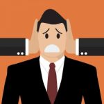 Businessman Was Covered Ears By Other Man Stock Photo