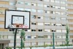 Basketball Court In A Social Neighbourhood Stock Photo