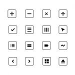 Square User Interface Icon Set On White Background Stock Photo