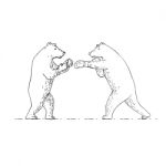 Two Grizzly Bear Boxers Boxing Drawing Stock Photo