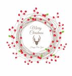 Berry Christmas Wreath For Happy New Year Card Stock Photo