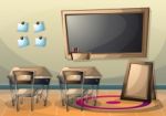 Cartoon  Illustration Interior Classroom With Separated Layers Stock Photo