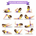 Set Of Pilates Workouts Design Stock Photo