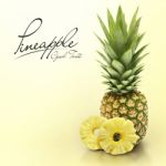 Pineapple On Yellow Solid Background Stock Photo