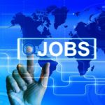 Jobs Map Displays Worldwide Or Internet Career Search Stock Photo